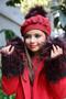 Girl's Red Stash Coat with Fur Detail on Sleeves and Hood and Pompom Beret - 2