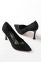 Black Suede Stiletto Women's Heeled Shoes V Model New Season Style Heel Stylish Original Brand - 2