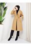 KMKKOMBİN WOMEN'S BUTTONLESS BELTED SLEEVE CUFFED CACHET COAT - 3