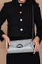 Women's Anthracite Silvery Evening Dress, Clutch Evening Bag - 5