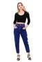 Unlined Women's Jeans with Elastic Waist and High Waisted Pockets Jeans Dark Blue Denim - 4