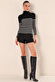15818 Buttoned Striped Sweater - Black - 3