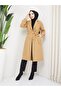 KMKKOMBİN WOMEN'S BUTTONLESS BELTED SLEEVE CUFFED CACHET COAT - 4