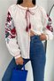 Women's New Season Tasseled Balloon Sleeve Embroidered Cotton Blouse
