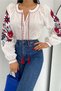 Women's New Season Tasseled Balloon Sleeve Embroidered Cotton Blouse - 4