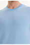 Light Blue Crew Neck Regular Fit Cotton Men's T-Shirt VITAL - 3