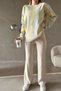 New Season Women's Knitwear Fabric Oversize Fit Sweater and Pants Smoked Two-Piece Set 0259