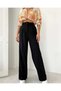 Women's Black Pleated Fabric Palazzo Pant