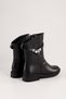 Women's Mayslie Black Skin Buckle Flat Heeled Boots Black Skin - 5