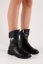 Women's Mayslie Black Skin Buckle Flat Heeled Boots Black Skin - 3