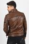 Men's Shaded Brown Leather Jacket - 4