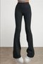 Women's Black Spanish Leg Ribbed High Waist Leggings M - 4