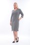 Women's V-Neck Jewelled Stripe Detailed Straight Midi Plus Size Dress - 3