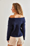 Women's Navy Blue Degaje Collar Sweater 40981004 - 3