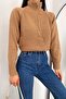 Women's Brown Standard Size Zippered Knitwear Sweater - 5
