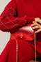 11014-15 Beaded Sleeves Knitwear Double Suit Red - 3