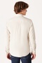 Regular Fit Regular Cut 100% Cotton Velvet Off White Long Sleeve Shirt - 6