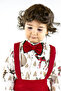 Red Gabardine Harem Salopet + Deer Pattern Shirt + Bow Tie - 2