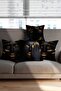 Black Woman Black Girl Patterned Black Gold Digital Printed 4-Piece Throw Pillow Pillow Cases