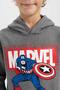 Boy's Marvel Logo Thick Hooded Sweatshirt - W0241A623Wn - 5