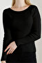 Women's Black Boat Neck Knitwear Sweater - 3