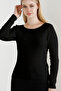 Women's Black Boat Neck Knitwear Sweater - 2