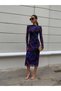 Patterned Lined Padded Tulle Midi Dress - 4