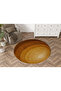 Yellow Orange Geometric Slice Patterned Modern Woven Base Round Decorative Carpet 1684 - 2