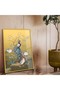 Gold Metal Framed Modern Drawing Peacock Figure Unbreakable Glass Painting - 2