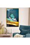 Gold Metal Framed Modern Drawing Nature Theme Unbreakable Glass Painting