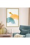 Modern Drawing Abstract Theme Unbreakable Glass Painting with Gold Metal Frame