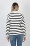 V Polo Neck Black Striped Women's Sweater - 8