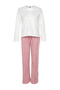 White Striped Fleece Winter Knitted Pajamas Set Thmaw24Pt00031 - 8
