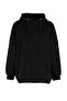 Black Thick Fleece Back Printed Oversize/Wide Fit Knitted Sweatshirt TWOAW23SW00904 - 8