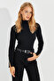 Women's Black Sleeves Zippered Camisole Fisherman Blouse EY2567 - 6