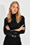 Women's Black Sleeves Zippered Camisole Fisherman Blouse EY2567 - 7