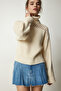 Women's Cream Turtleneck Scrolled Knit Sweater CI00090 - 2