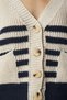 Women's Beige Navy Blue Striped Knit Cardigan MC00237 - 4