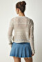Women's Cream Curved Knit Sweater CI00093 - 7