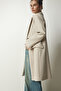 Women's Cream Double Breasted Collar Buttoned Cashmere Coat TO00114 - 2