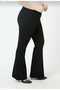 Women's Black Plus Size High Waist Flare Scuba Diving Fabric Tights - 2