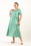 short sleeve 3-layer ruffle green and white floral women's dress - 2