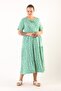 short sleeve 3-layer ruffle green and white floral women's dress - 6