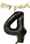 Happy Birthday Written Pennant and 4 Numbers Foil Balloon