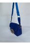 Baguette Navy Blue Gold Detailed Cross Strap Stylish Sports Bag with Cover Snap Fastener Women's Gift - 4
