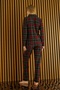 PYJAMONY PLAID PRINTED SUEDE FRONT BUTTONED LONG SLEEVE WOMEN'S PAJAMAS SET 5660 - Claret Red - 3