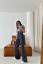 Bala Women's Smoked Lycra Wide Leg Jeans Loose Wide Leg Anthracite Jeans