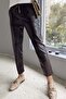 Drawstring Waist Knee-Stitch Detail Leather Pants - 3