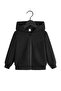 Unisex Kids Black Zipper Hooded Cardigan
