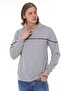 Long Sleeve T-Shirt Combed Cotton Polo Collar 100% Cotton Gray Melange Men